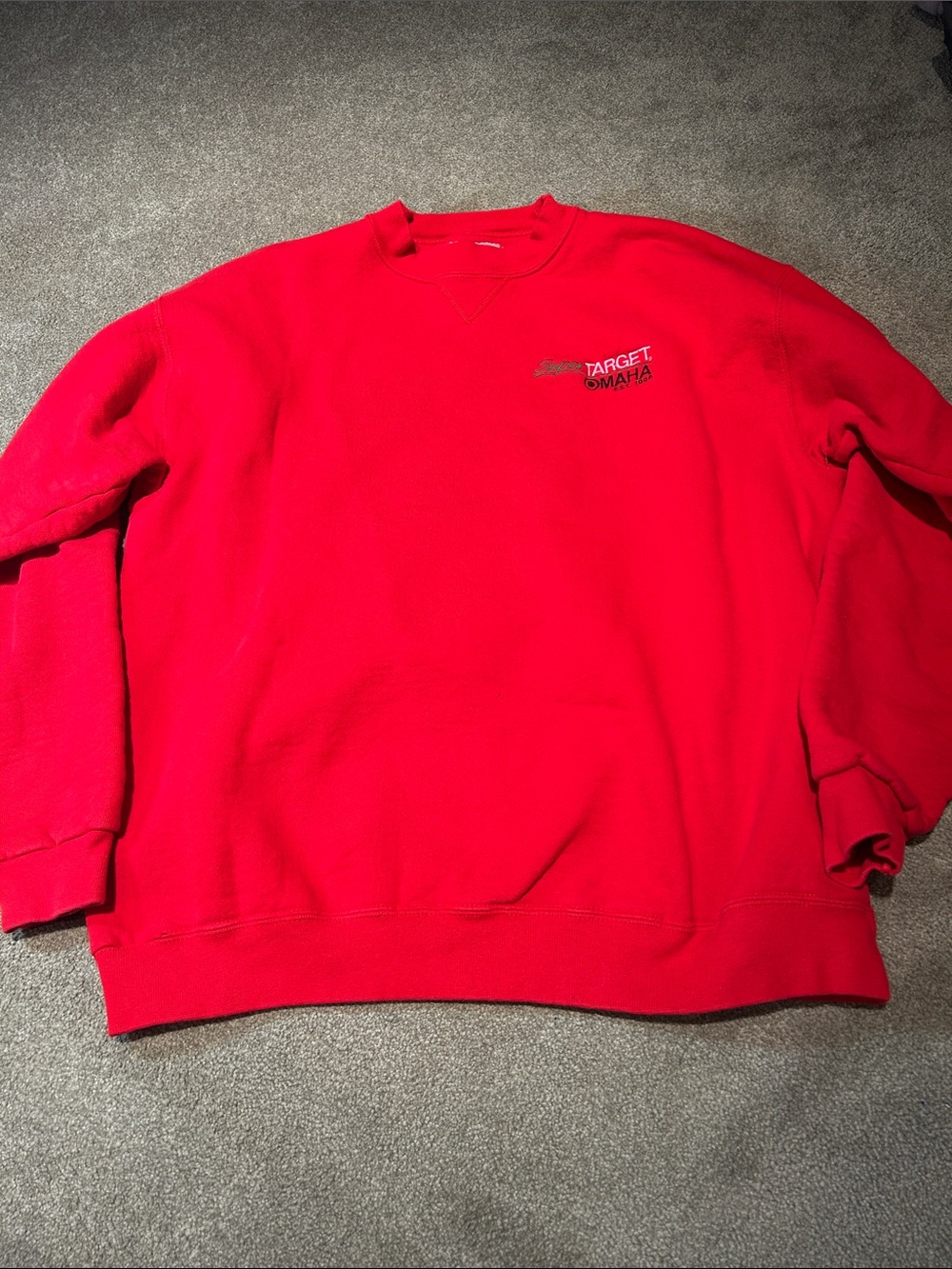 Vintage Target Red Men's Crewneck Sweatshirt with Omaha Logo